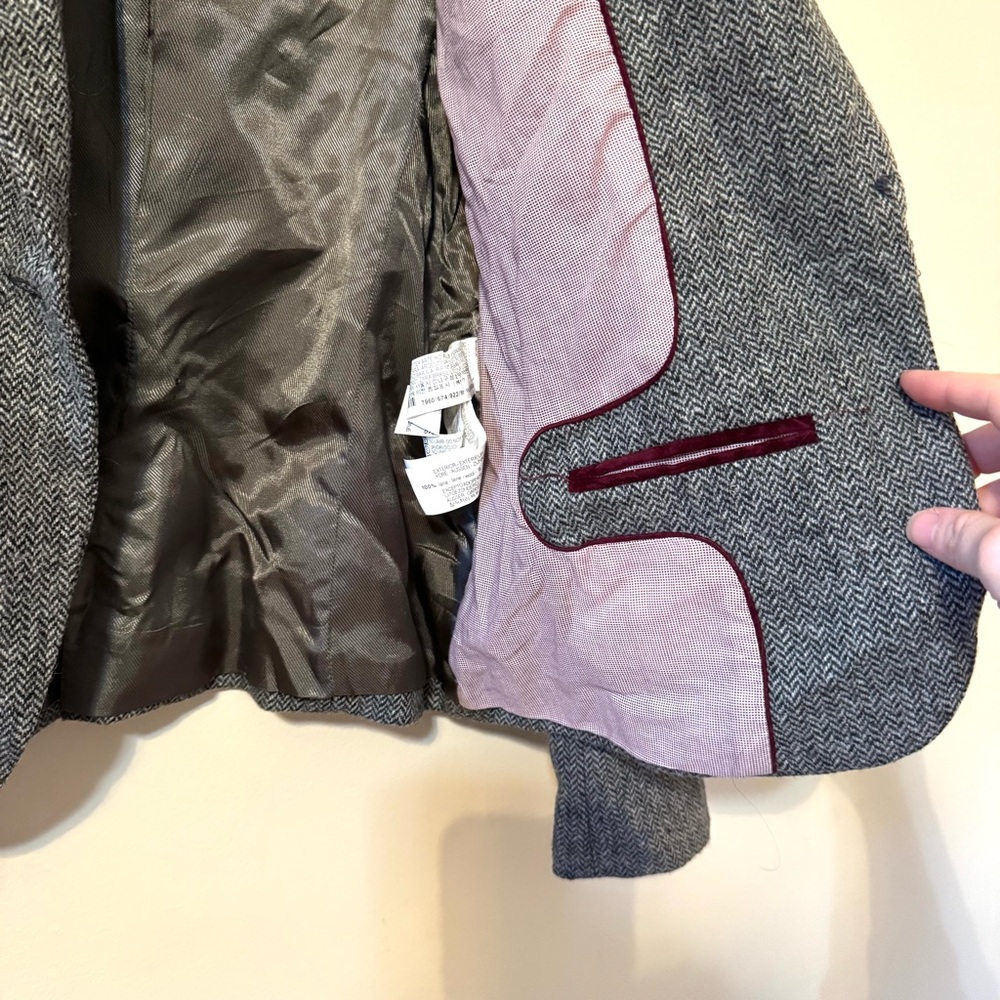 Zara Basic Houndstooth Blazer Jacket Gray Purple … - image 5